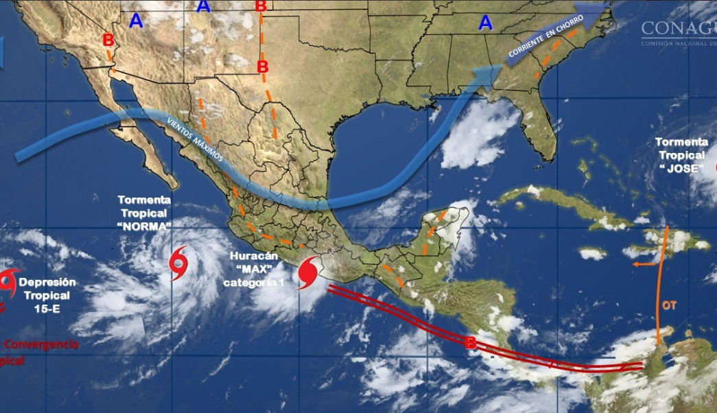 Lluvias al noroeste y occidente de México por la tormenta tropical
