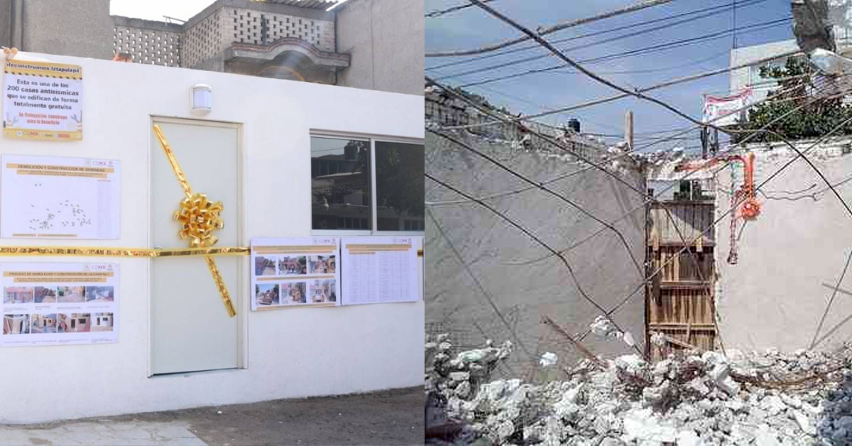 Denuncian damnificados de Iztapalapa mala construcción de casas antisismos  - Rompeviento TV